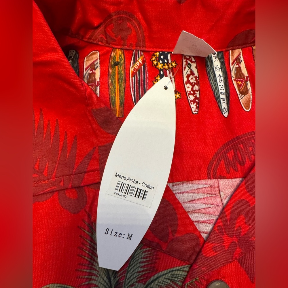 Palmwave Red Hawaiian Surfboard Print Men’s Shirt – Size Medium – NWT - Picture 4 of 5